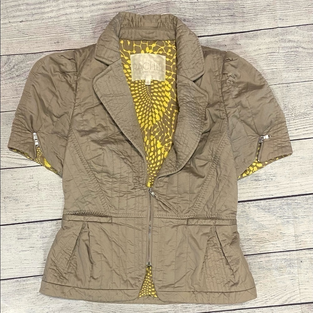 Rachel Roy Women's Beige Blazer Zip Up Size 4 Boho Chic!